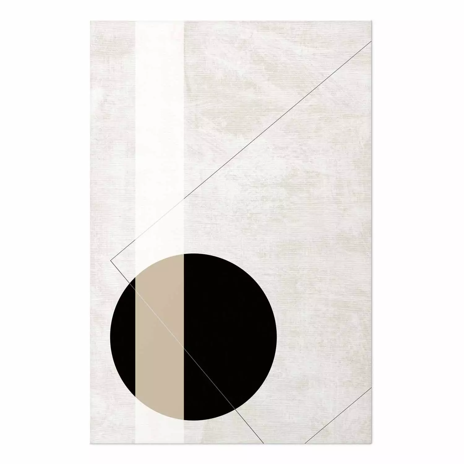 Poster Convergence Point - geometric abstraction with a black circle on a beige background