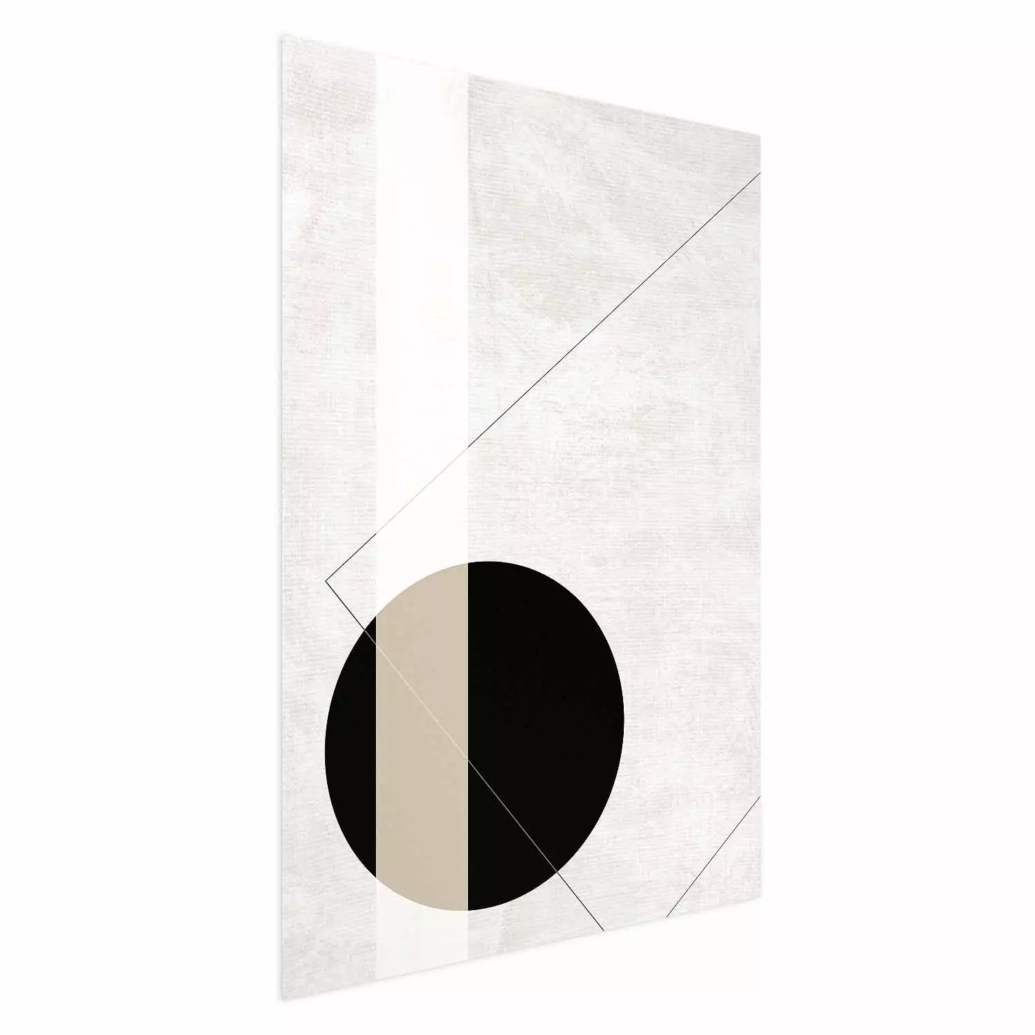 Poster Convergence Point - geometric abstraction with a black circle on a beige background