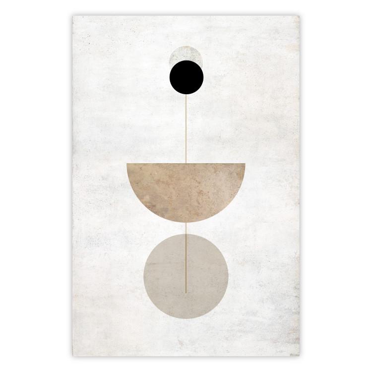 Poster In Line - geometric abstraction with circles on a light background in boho style