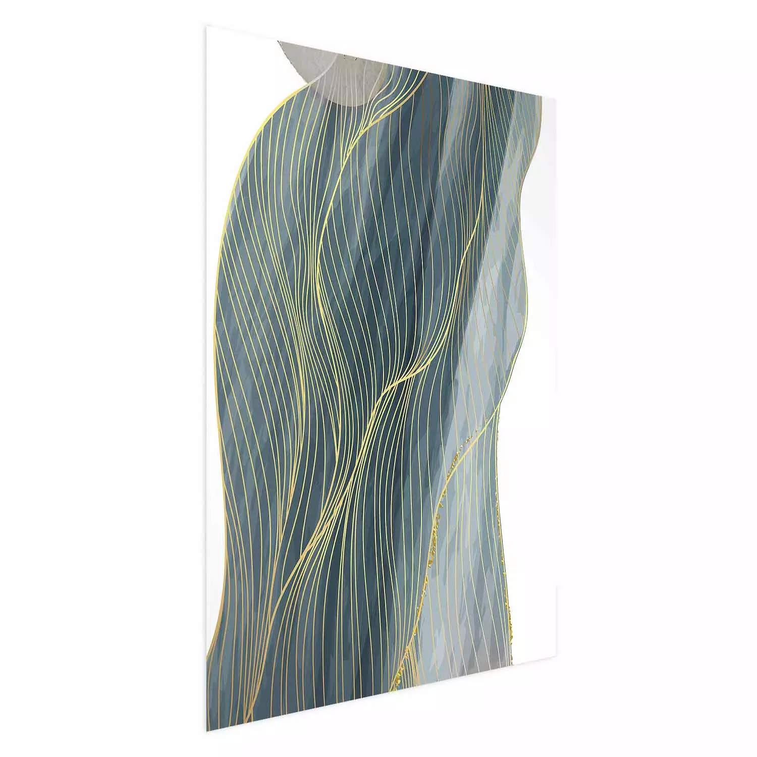 Poster Turquoise Wave - elegant abstraction in bottle green color