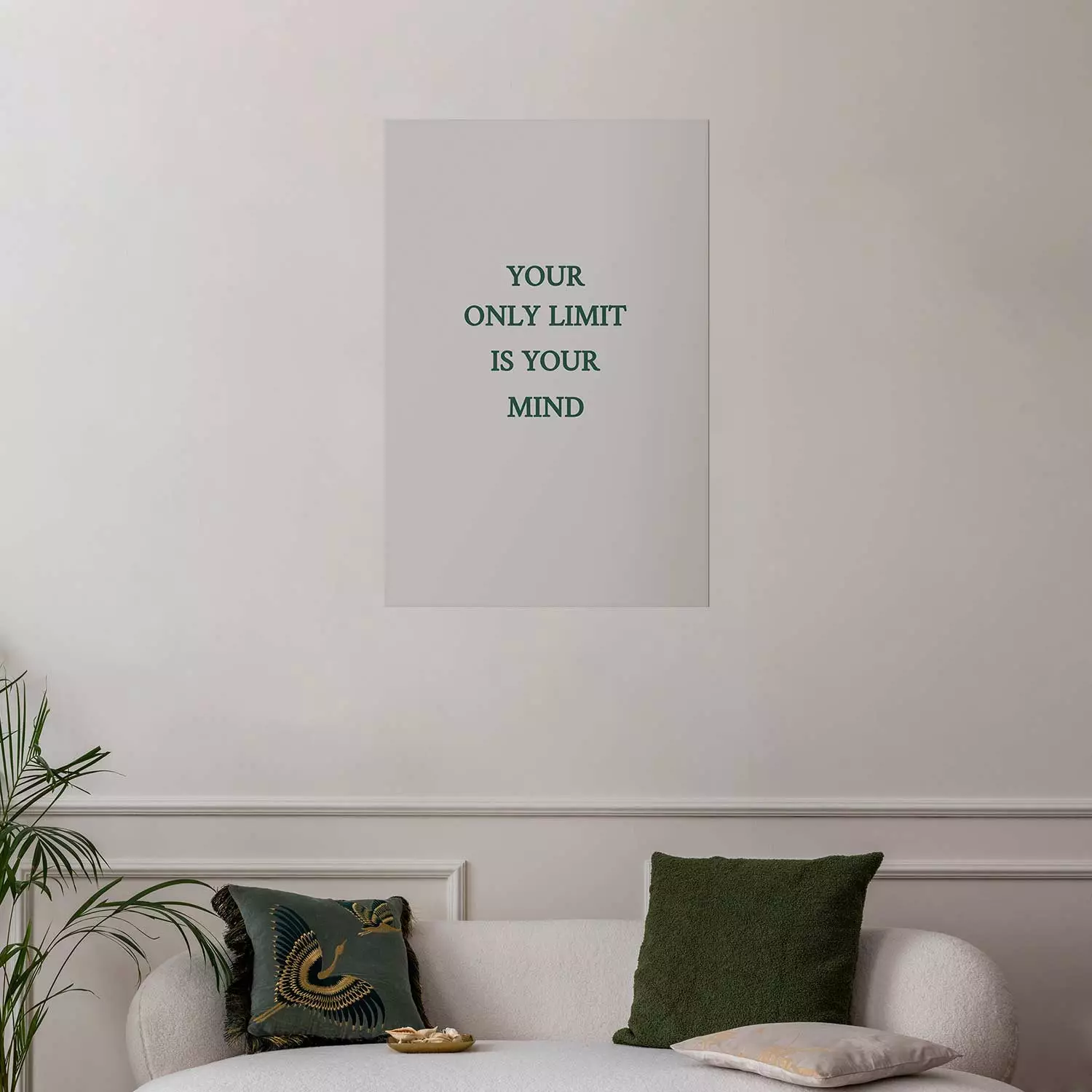 Poster Your Only Limit Is Your Mind - green English text on white