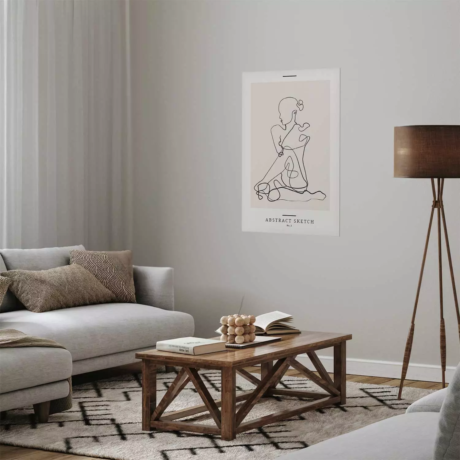 Poster Abstract Sketch - simple lineart with a woman figure and text