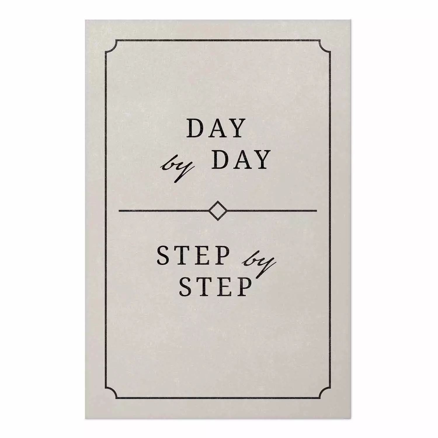 Poster Day by Day - simple composition with English text on a beige background