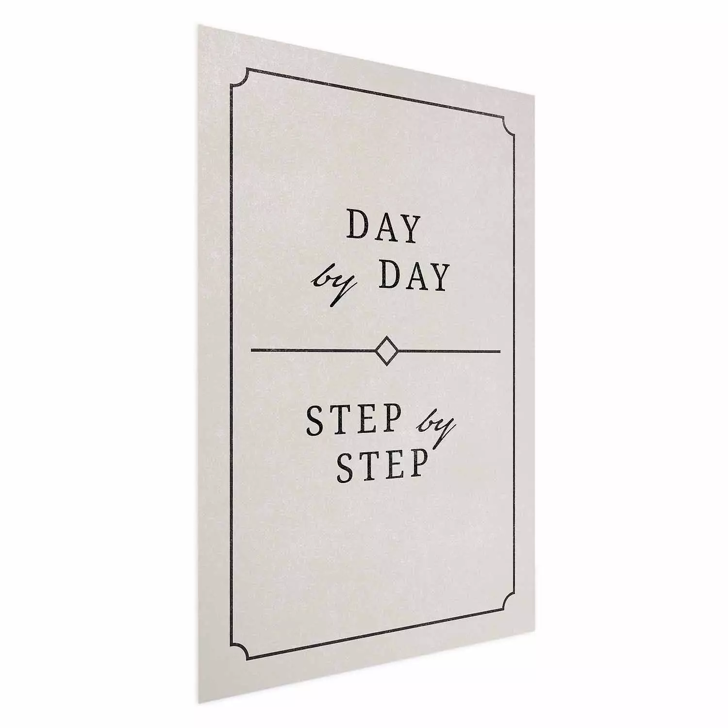 Poster Day by Day - simple composition with English text on a beige background