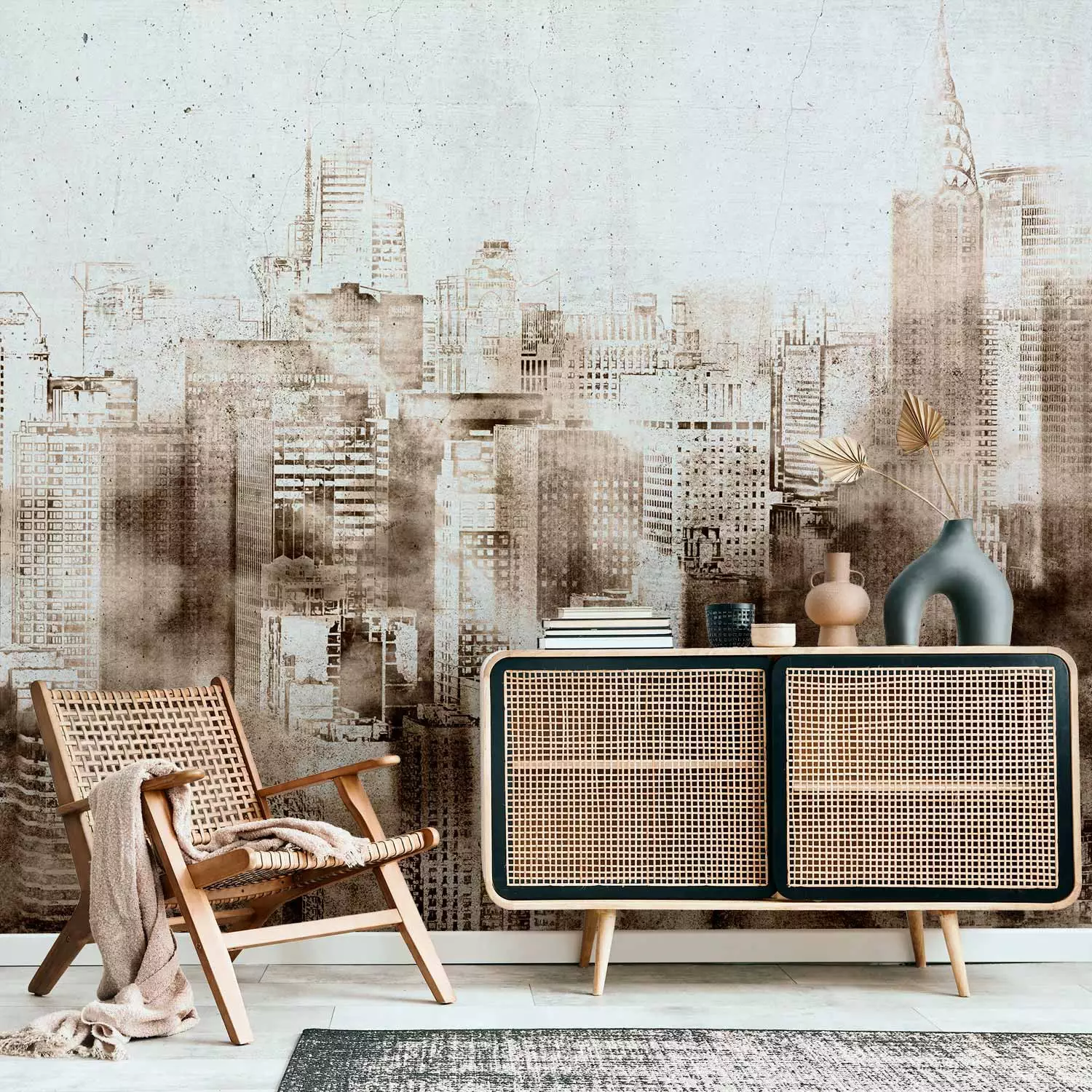 Photo Wallpaper Skyscrapers - abstract motif with architecture of a big city