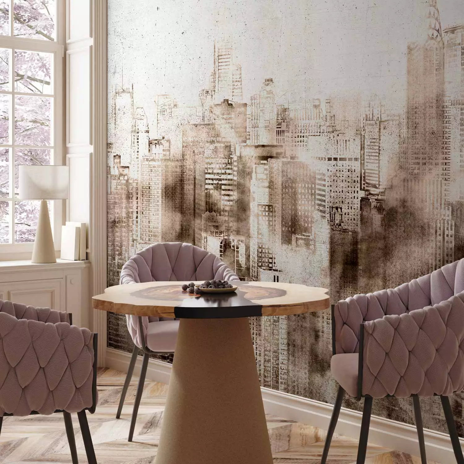 Photo Wallpaper Skyscrapers - abstract motif with architecture of a big city
