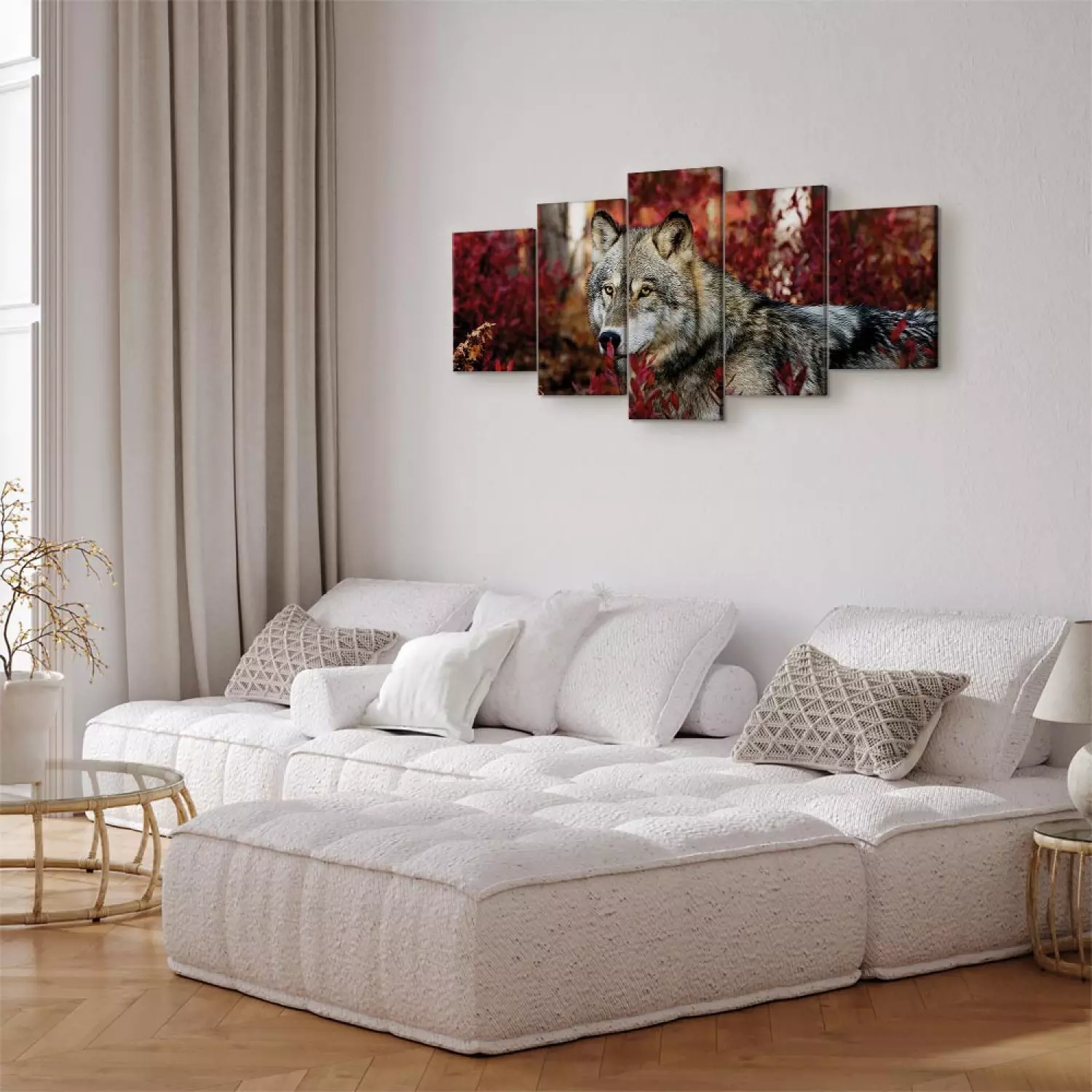 Canvas Art Print Pensive Wolf (5-piece) Wide