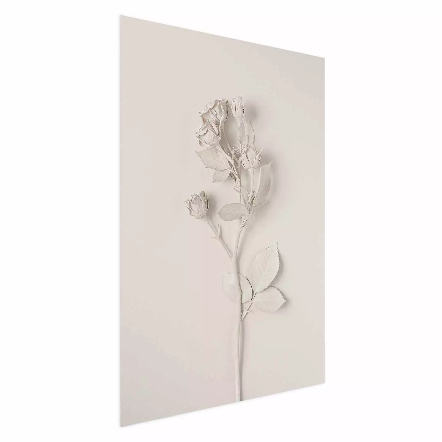 Wall Poster Harmonious Rose - unique composition with a flower on a uniform background