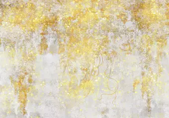 Photo Wallpaper Yellow Cascades - Organic Composition on a Gray Background Wallpaper Cropper