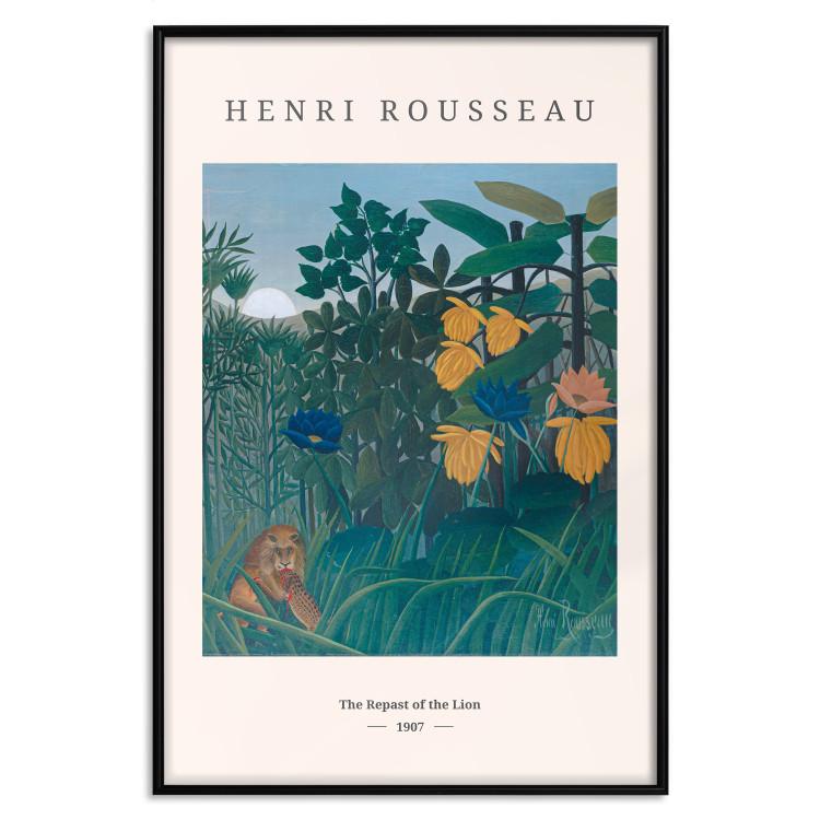 Poster Henri Rousseau: The Repast of the Lion - black text and colorful plants
