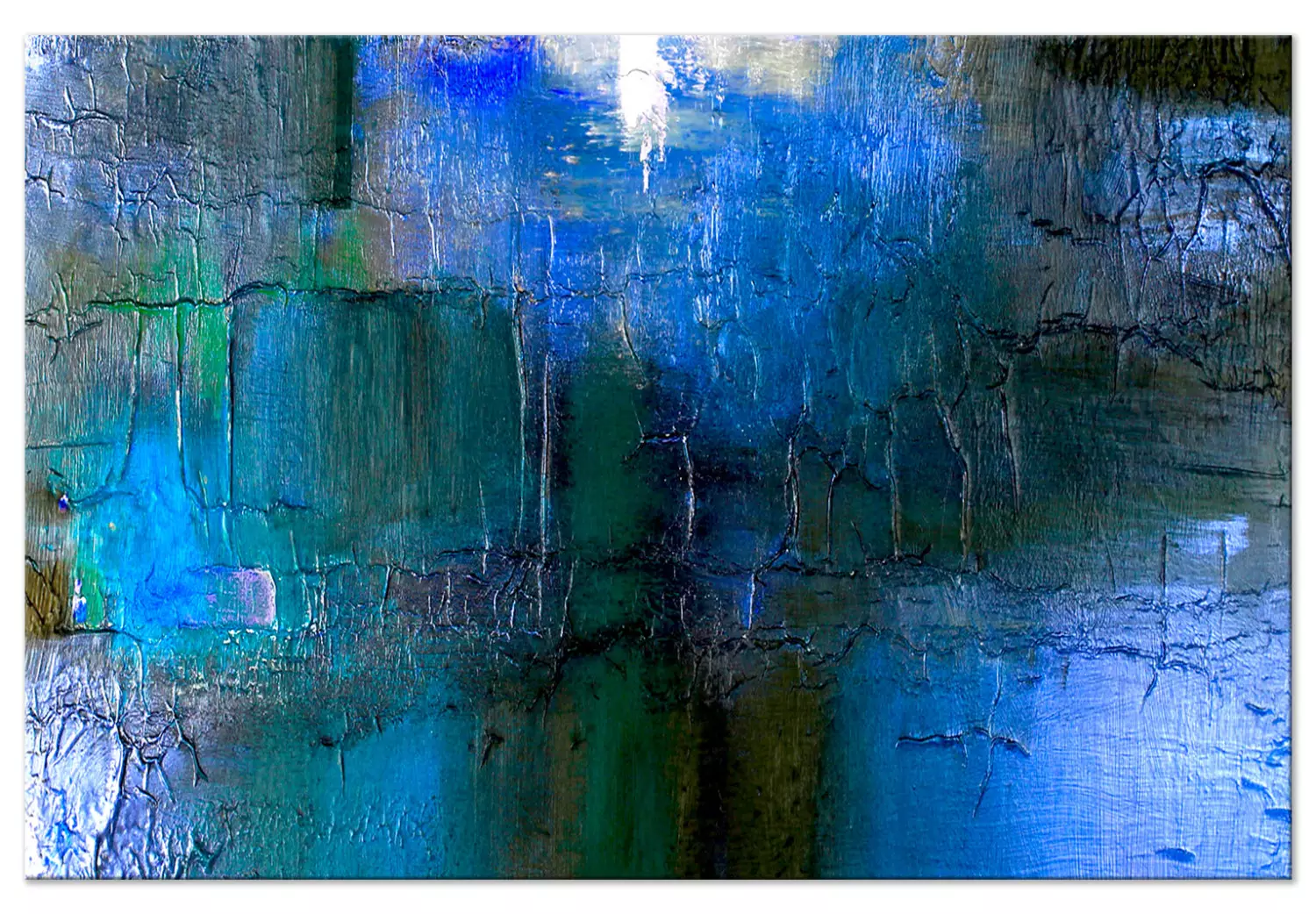 Large canvas print Cool Texture - Abstraction with Paint Streaks in Blue Tones