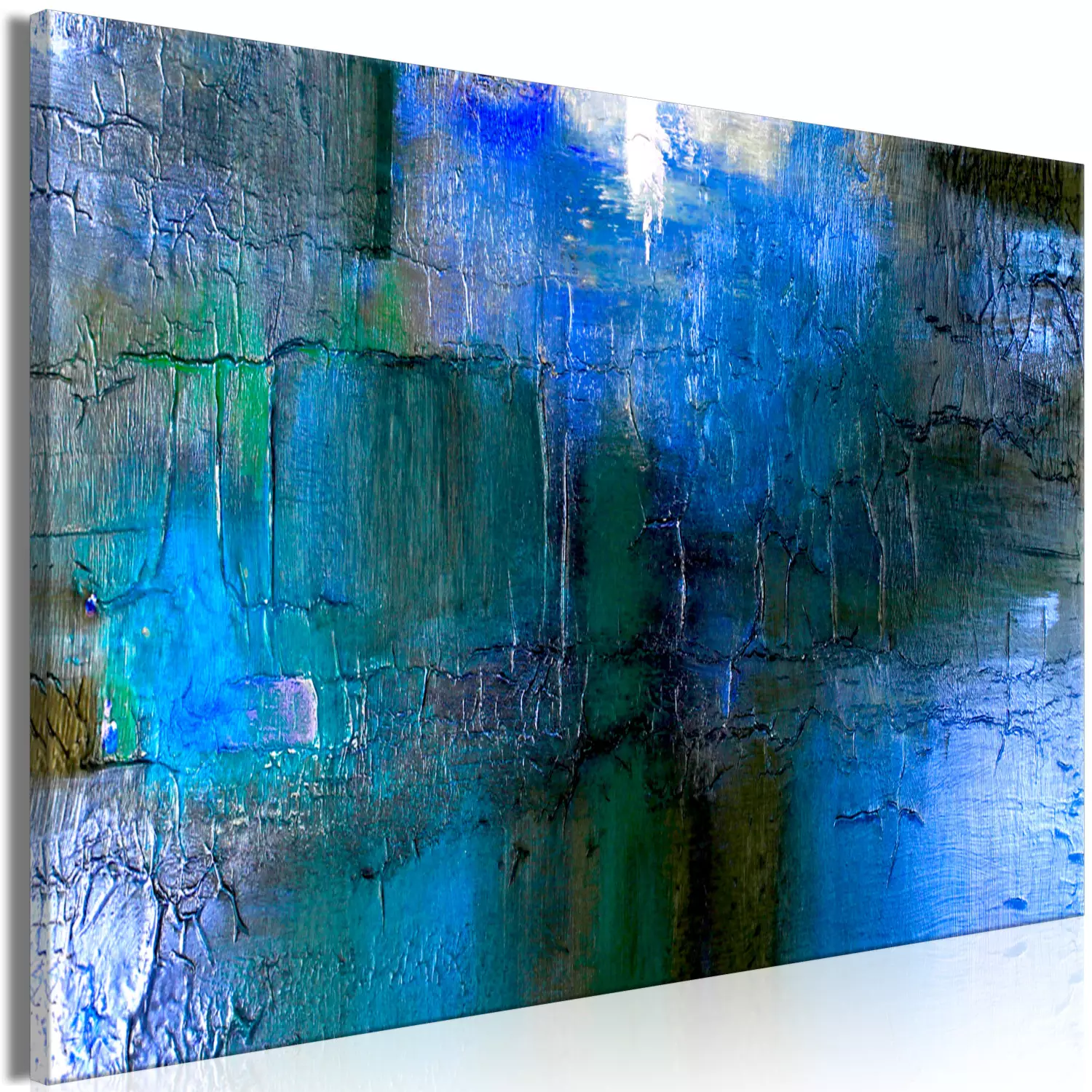 Large canvas print Cool Texture - Abstraction with Paint Streaks in Blue Tones