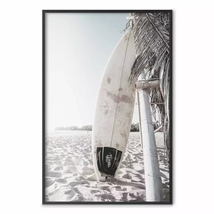 Surfboard - summer landscape of a sandy beach against the sky