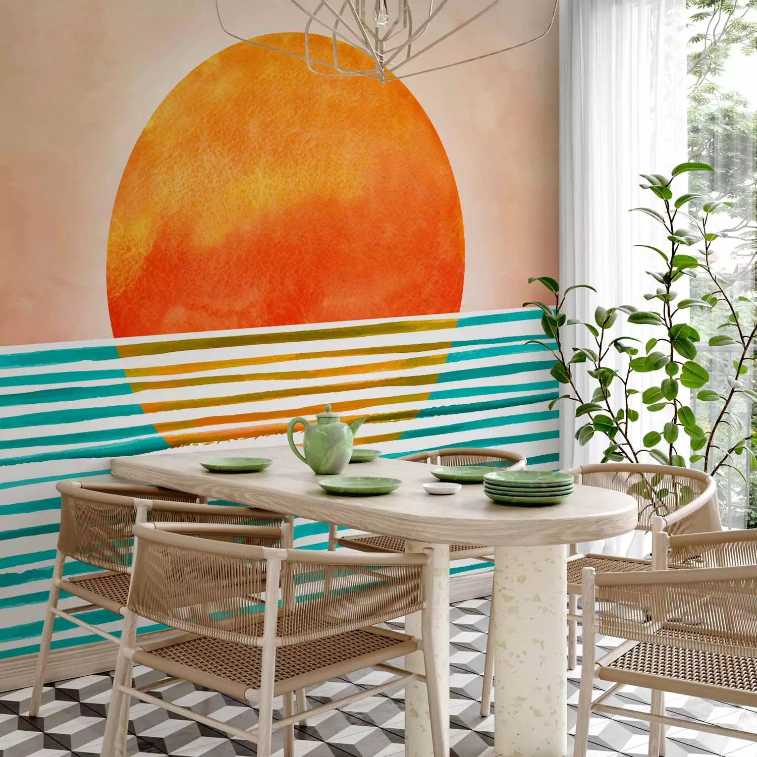 Wall Mural Magic of the Sun - Sea Landscape in vivid Colors