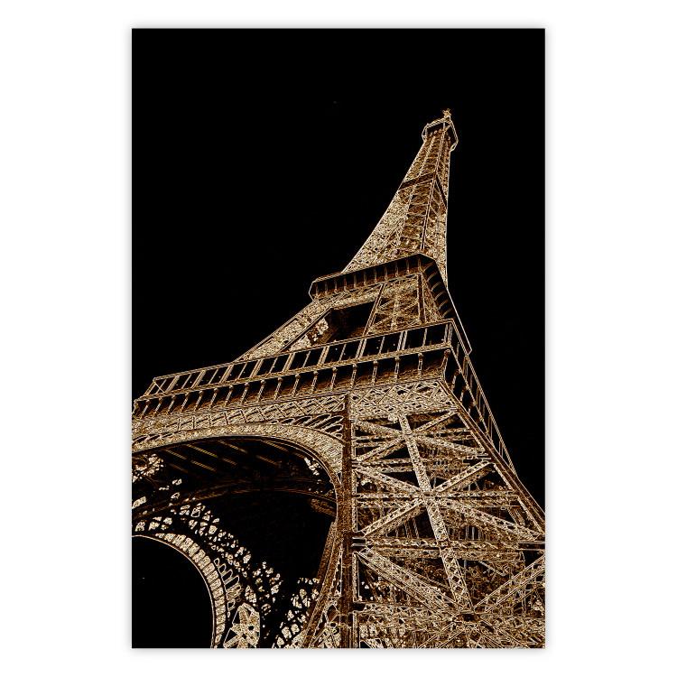 Poster French Flash - architecture of the Eiffel Tower on a solid black background