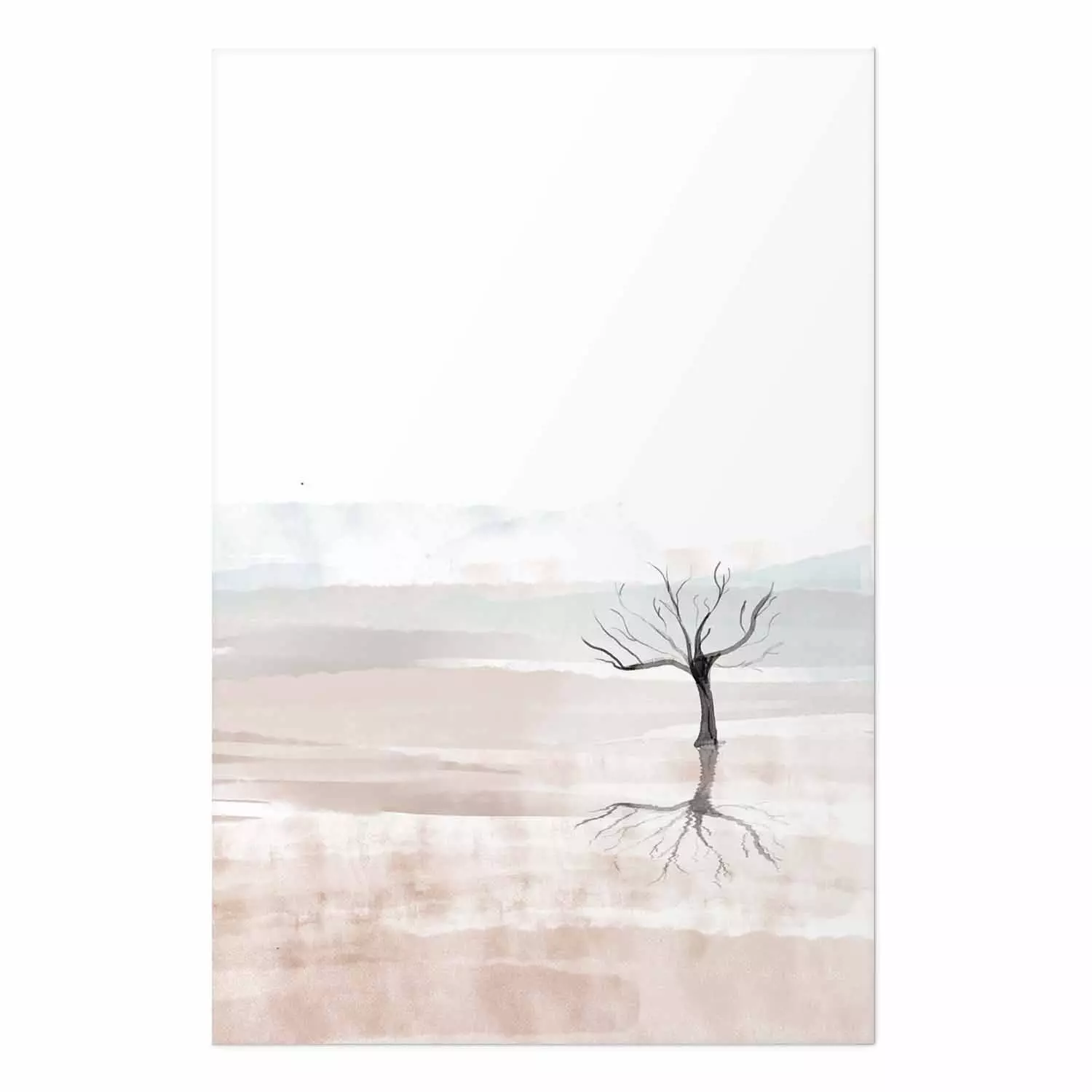 Wall Poster Watercolor Landscape - composition of a landscape of a black leafless tree
