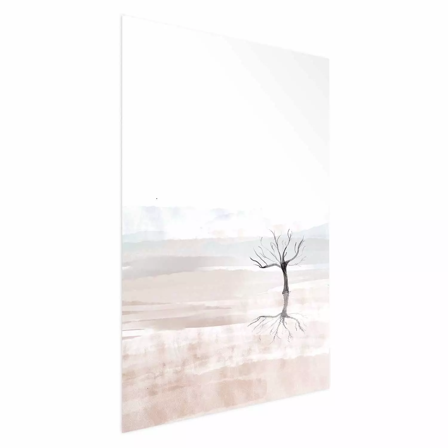 Wall Poster Watercolor Landscape - composition of a landscape of a black leafless tree