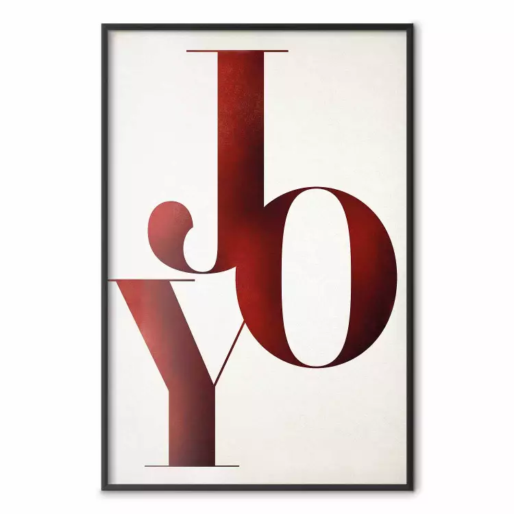 Joy - red English text on a white contrasting background