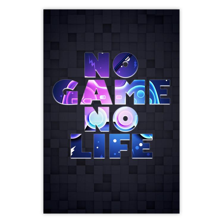 Poster No Game, No Life - colorful English text on a dark background