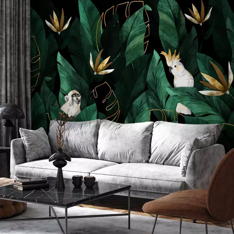 Exotic jungle - tropical landscape with animals among the leaves