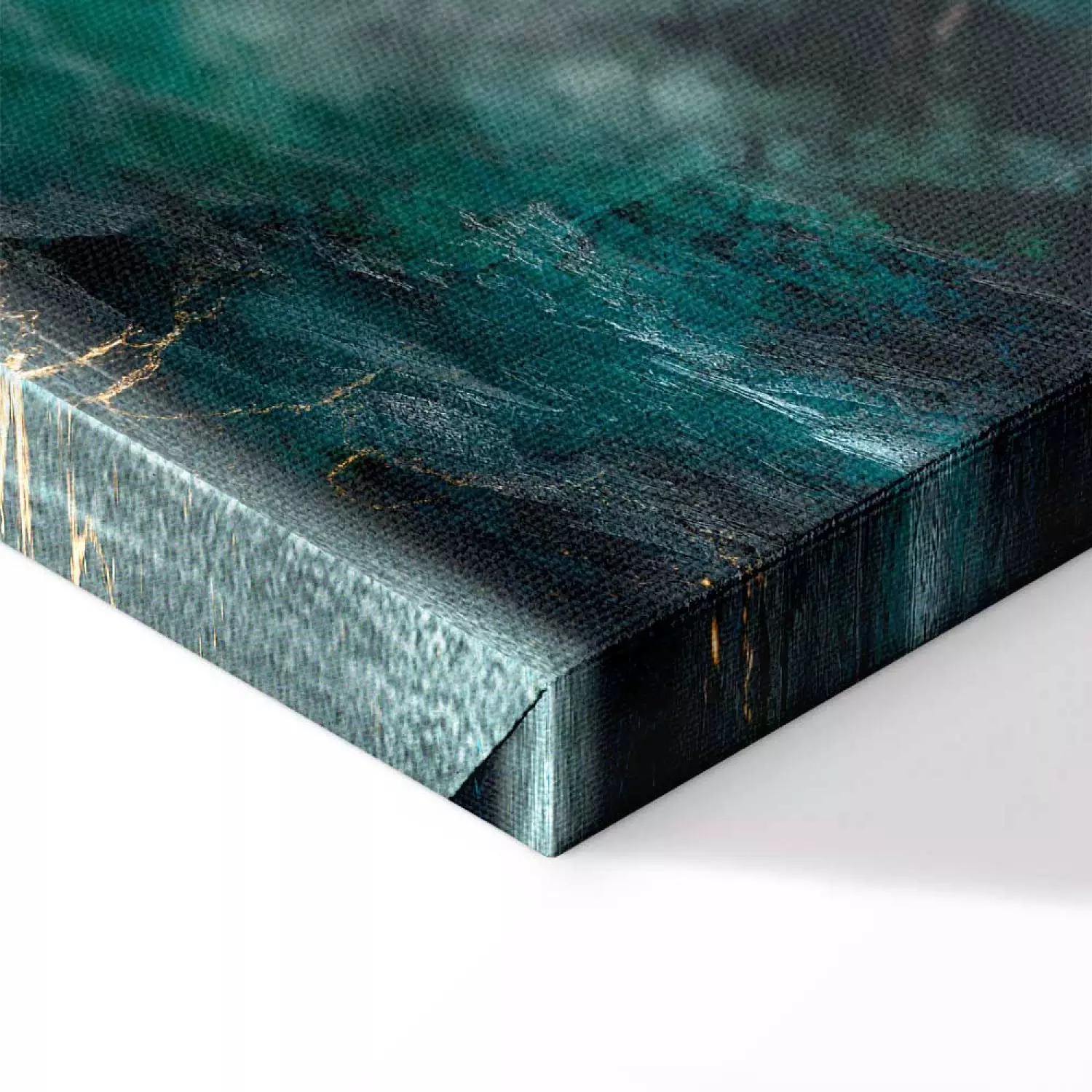 Canvas Art Print Turquoise Fullness Wide - coniferous forest against the moon