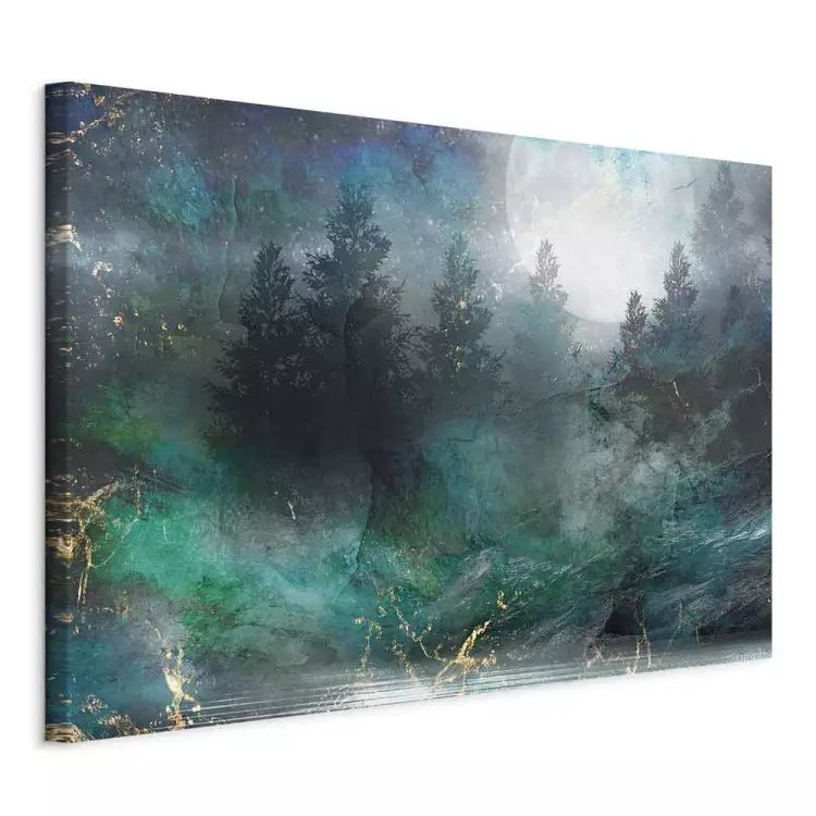 Turquoise Fullness (1-piece) Wide - coniferous forest against the moon