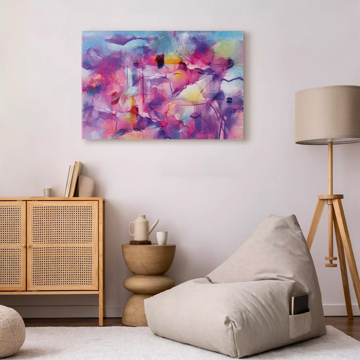 Canvas Wall Art Crazy Colors Wide - watercolors in colorful abstraction -  bimago, image size:1500x1500