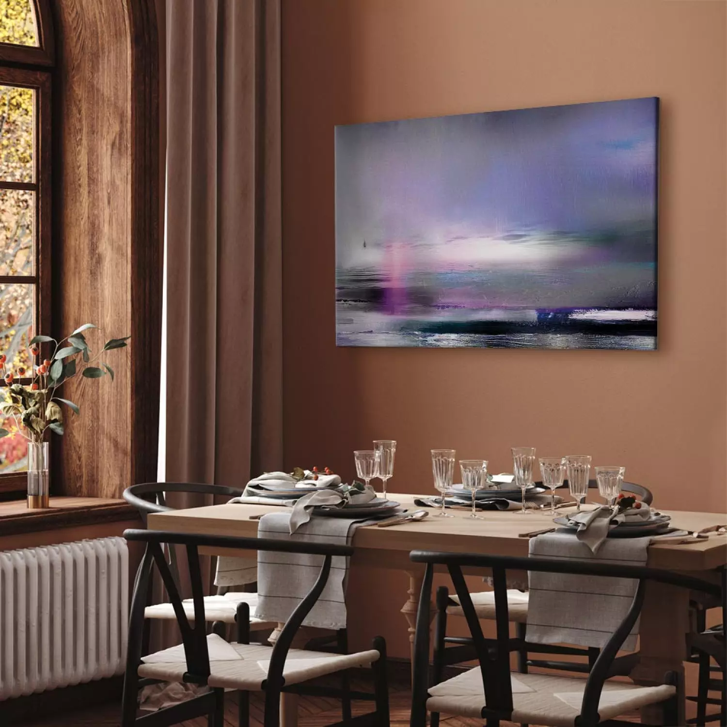 Canvas Print Purple Sunset Wide - abstraction with a hint of purple