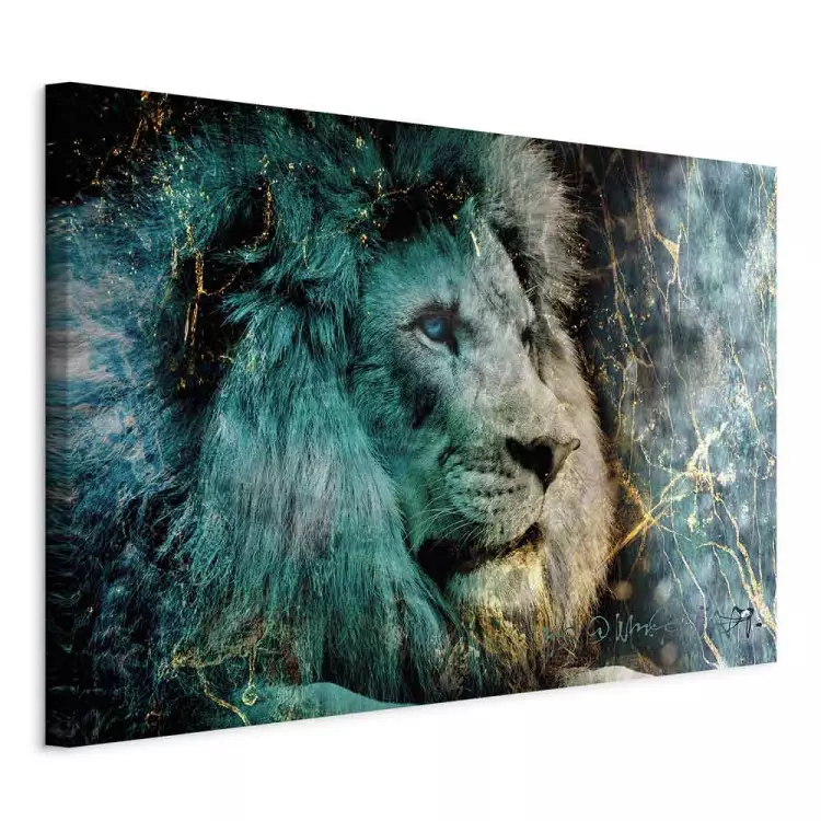 Blue King (1-piece) Wide - lion and gilded abstraction in the background