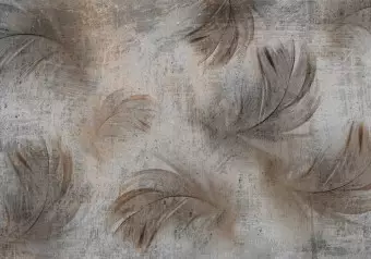 Wall Mural Breeze - bird feather motif on greyish concrete texture Wallpaper Cropper