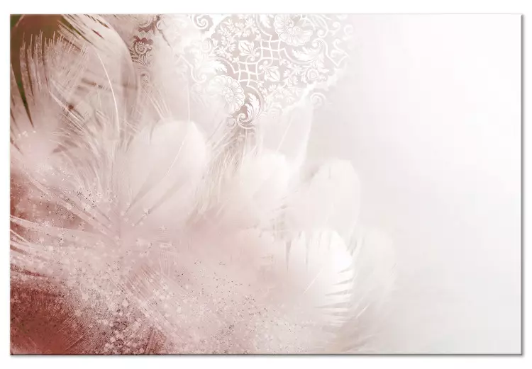 Canvas Feathers (1-piece) Wide - first variant - abstraction in pink