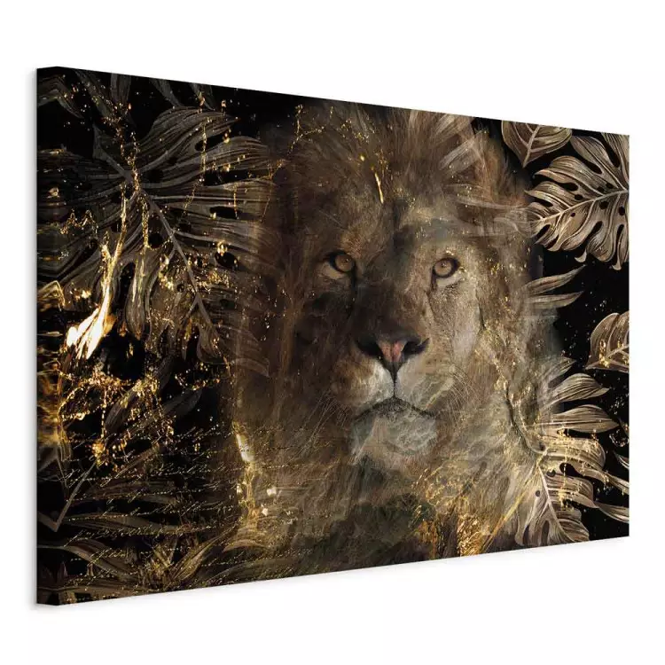 Golden Kingdom (1-piece) Wide - lion among exotic leaves