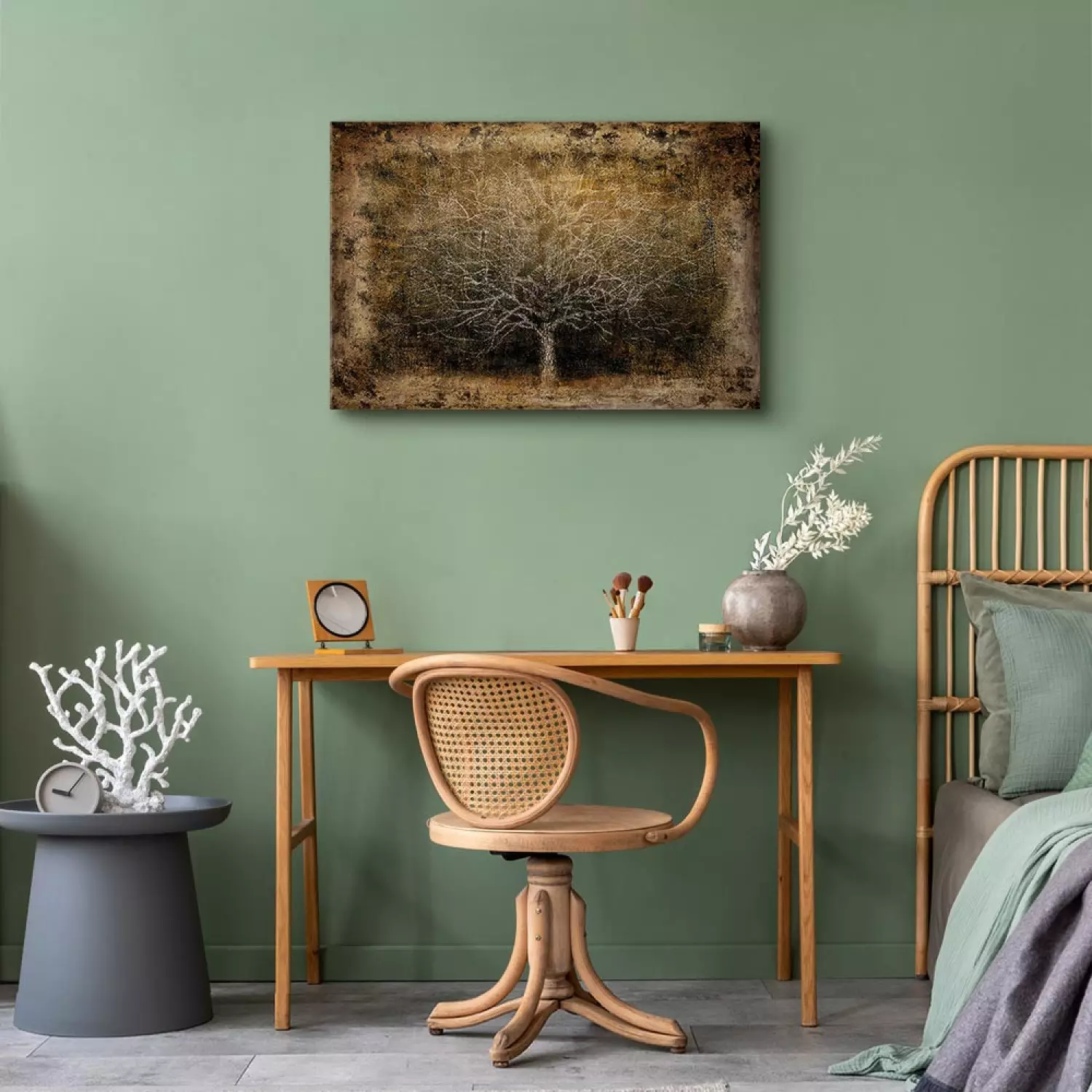 Canvas Print Venetian Tree Vertical - bare branches in vintage style