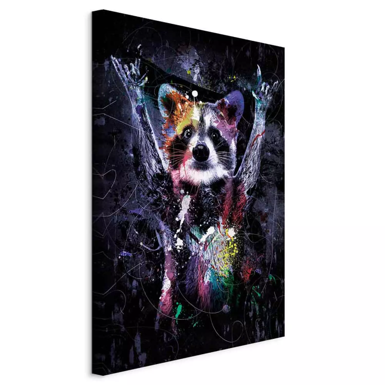 Canvas Happy Raccoon Vertical - futuristic animal composition