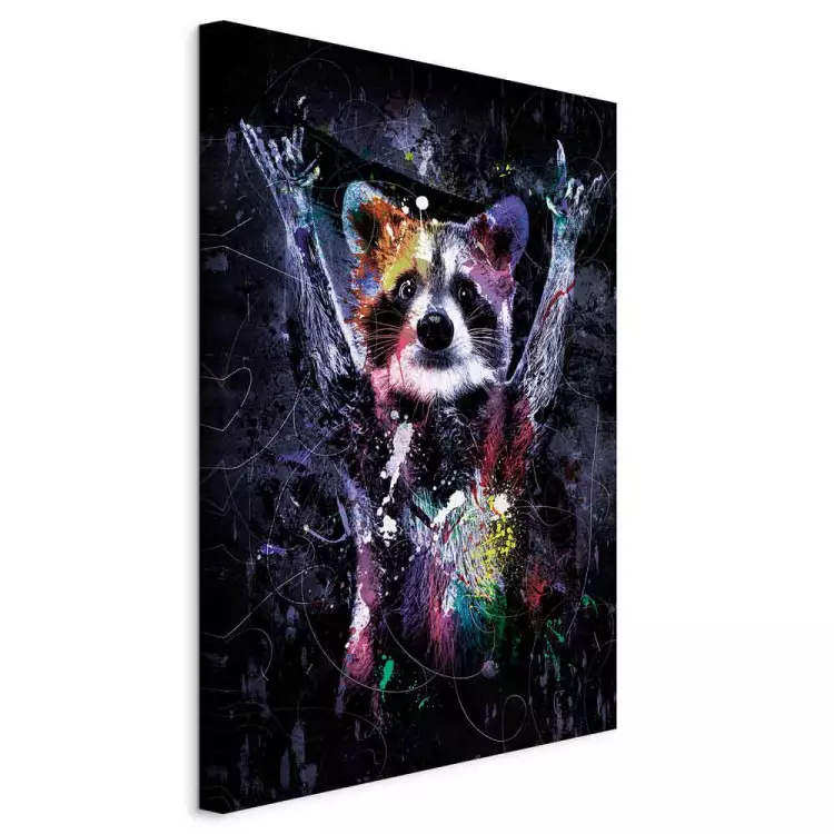 Happy Raccoon (1-piece) Vertical - futuristic animal composition