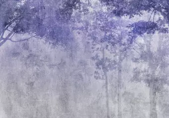 Photo Wallpaper Night copse - Forest Landscape in Violet-Gray Colors Wallpaper Cropper