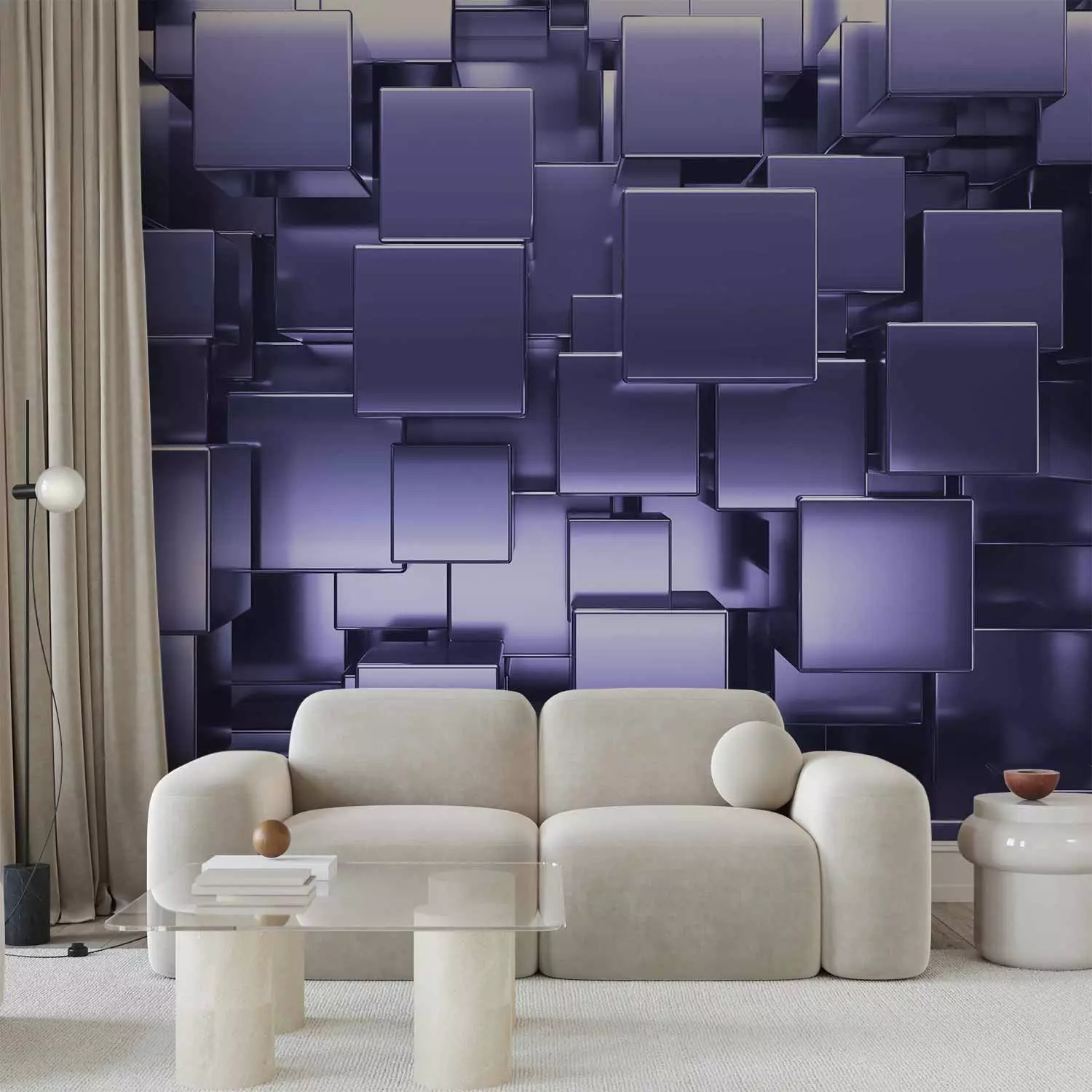 Wall Mural Purple face of geometry - a composition with an abstract motif