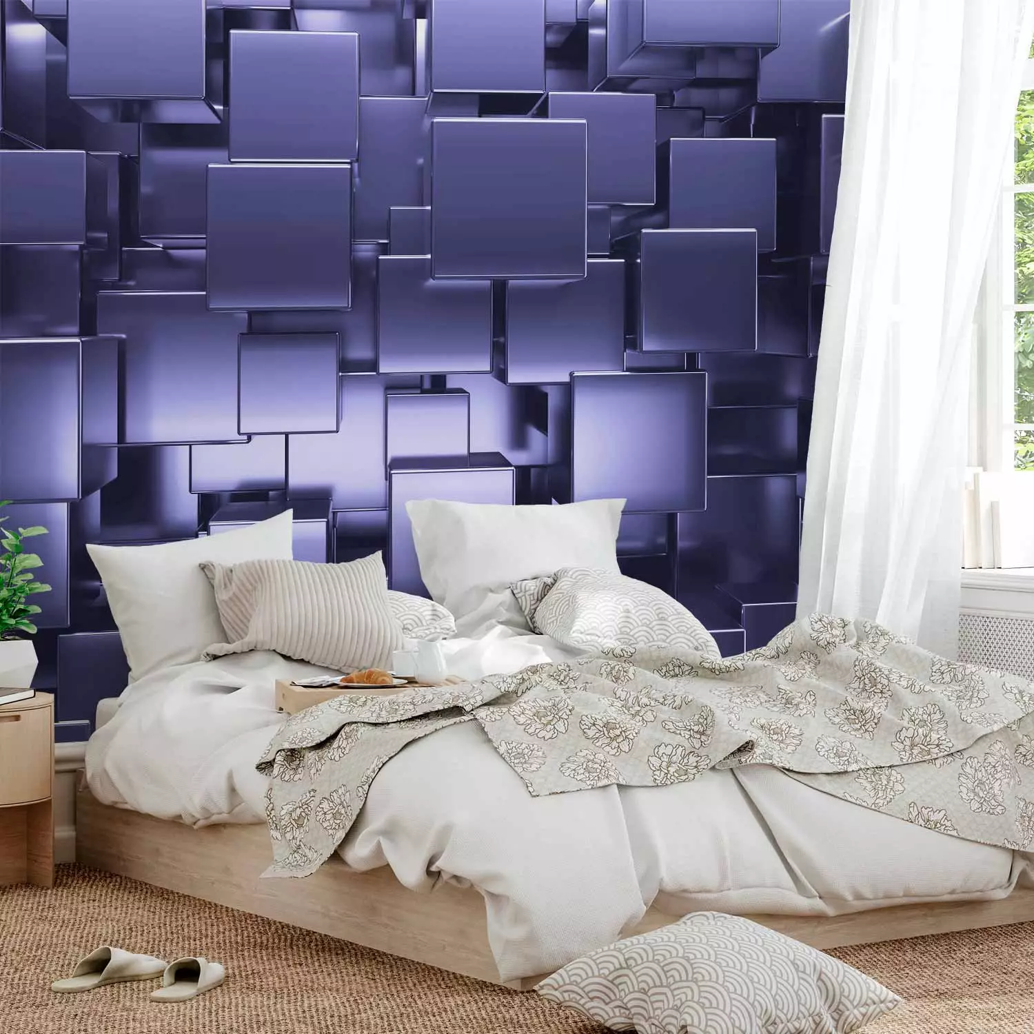 Wall Mural Purple face of geometry - a composition with an abstract motif