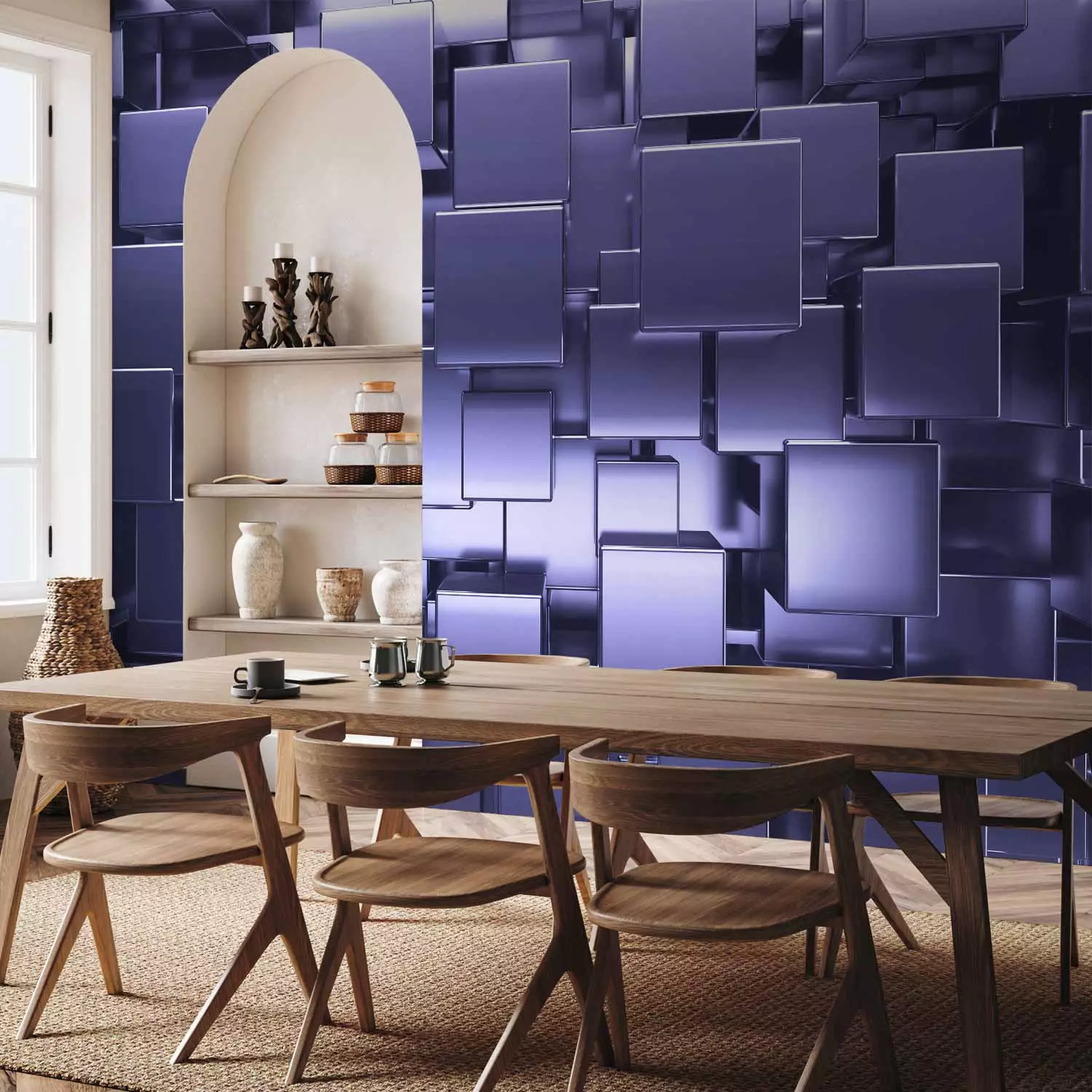 Wall Mural Purple face of geometry - a composition with an abstract motif