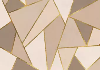Photo Wallpaper Brown geometry - composition depicting triangles and squares Wallpaper Cropper