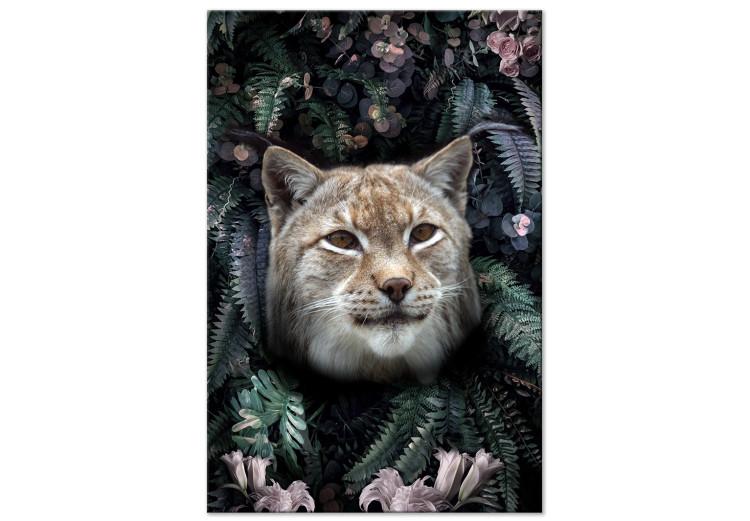 Canvas Lynx in Flowers (1 Part) Vertical