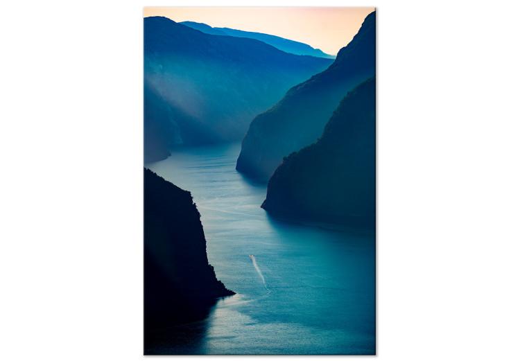 Canvas Aurlandsfjord (1-piece) Vertical - blue landscape amidst mountains