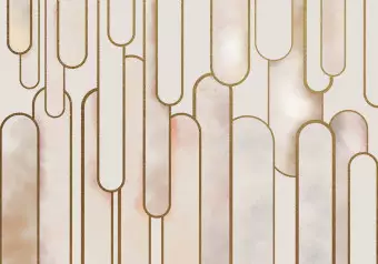 Photo Wallpaper Elegant art deco abstraction - powder shapes with gold patterns Wallpaper Cropper