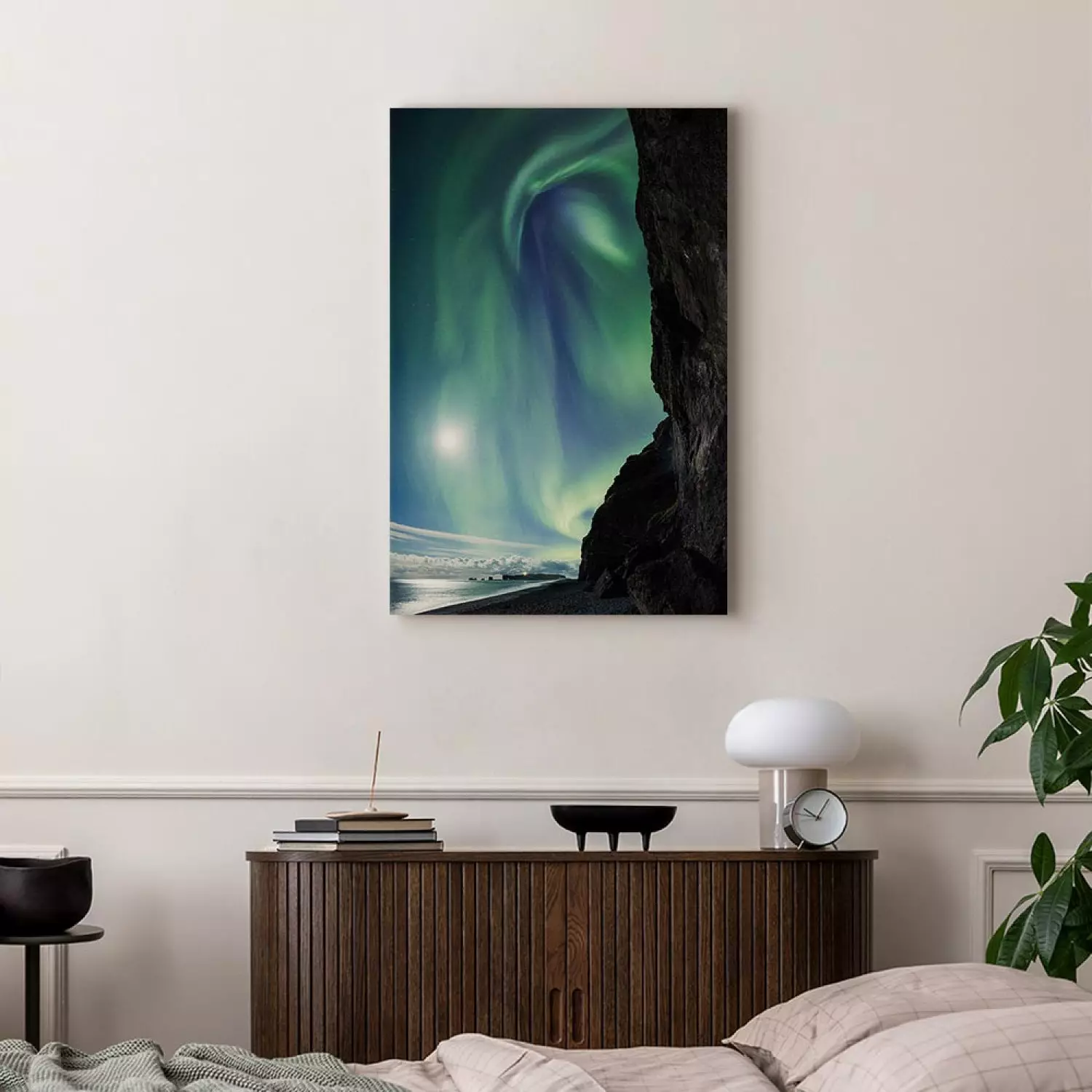 Canvas Art Print Wonder of Nature Vertical - landscape with cliff and polar sky