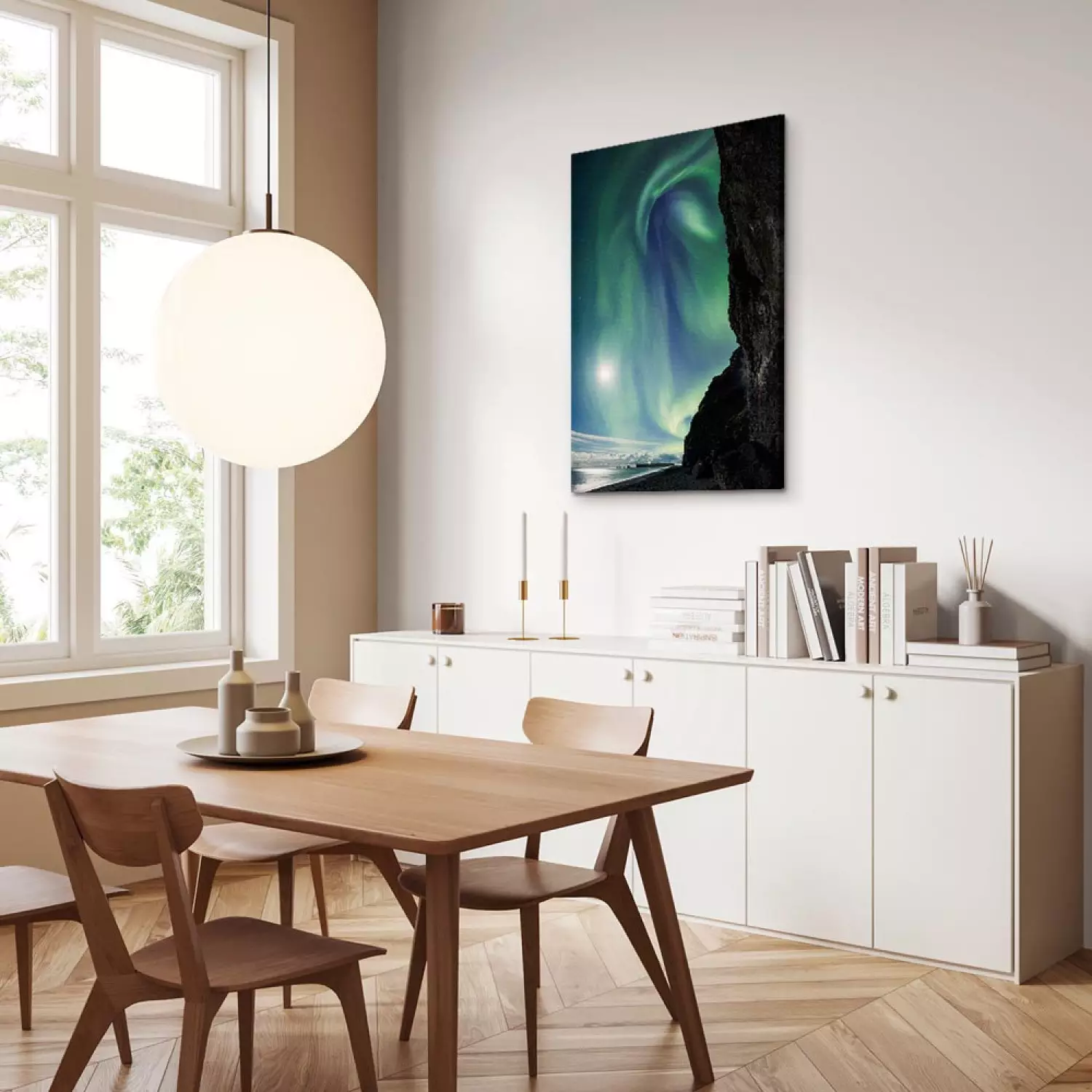Canvas Art Print Wonder of Nature Vertical - landscape with cliff and polar sky