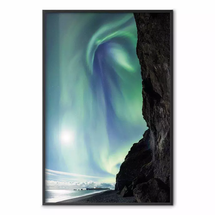 Wonder of Nature - picturesque aurora borealis in the sky amidst towering cliffs