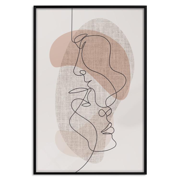 Poster Sensitivity of Lines - lineart of a loving couple in an abstract style background