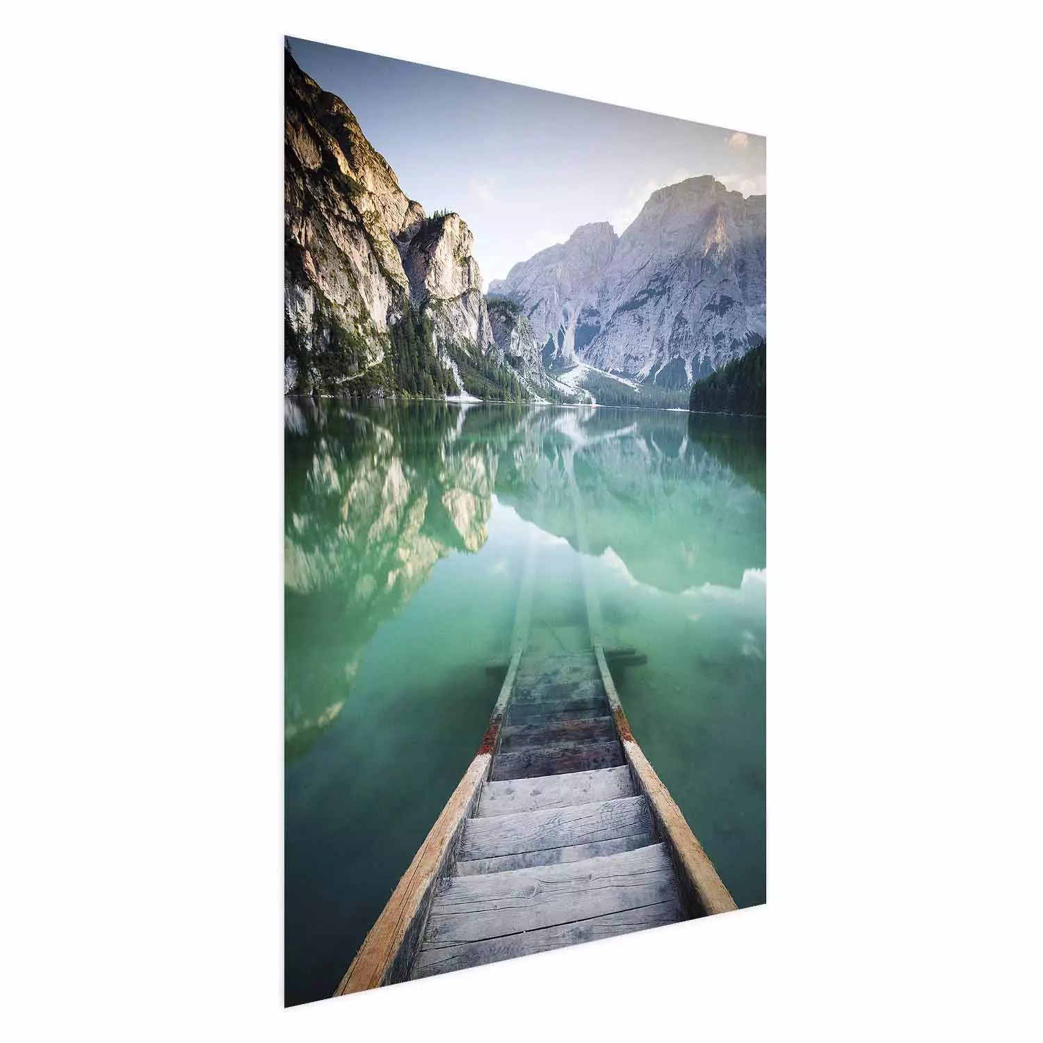 Wall Poster Beginning of Adventure - landscape of a azure lake against high mountains