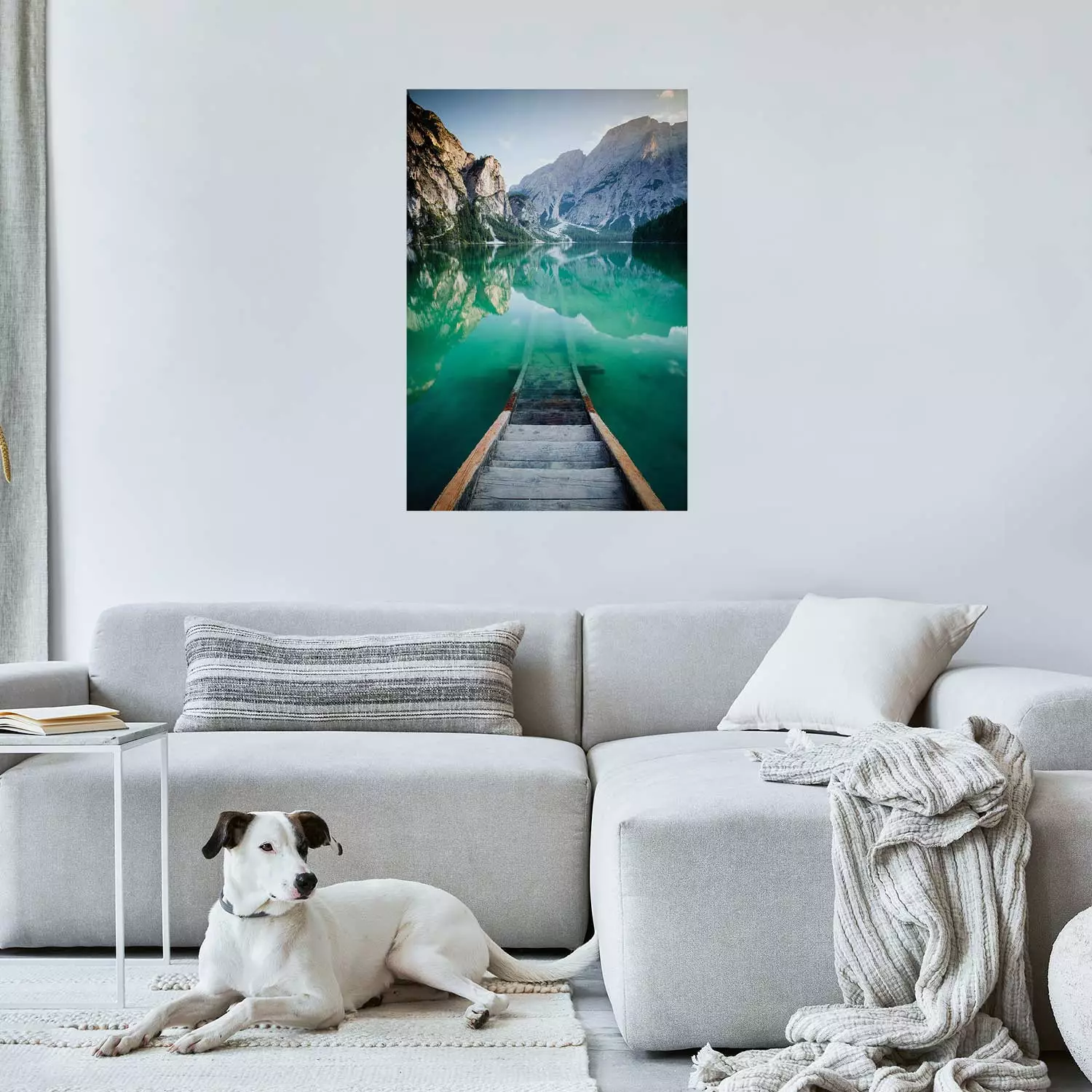 Wall Poster Beginning of Adventure - landscape of a azure lake against high mountains