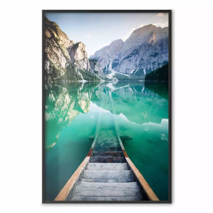 Beginning of Adventure - landscape of a azure lake against high mountains